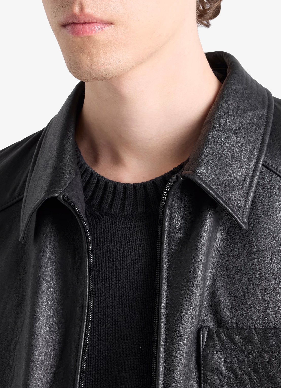 Prada Jack van lamsleer met borstzak - detail 4 zwart