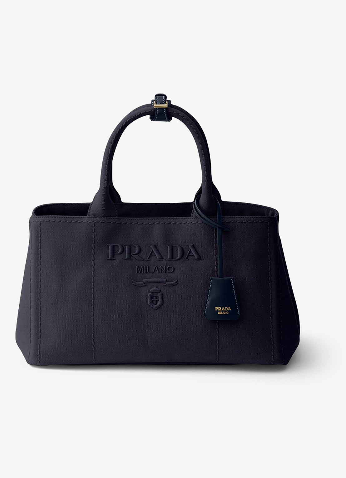 Prada Jardinière Large handtas met logoborduring - voorkant 5 donkerblauw
