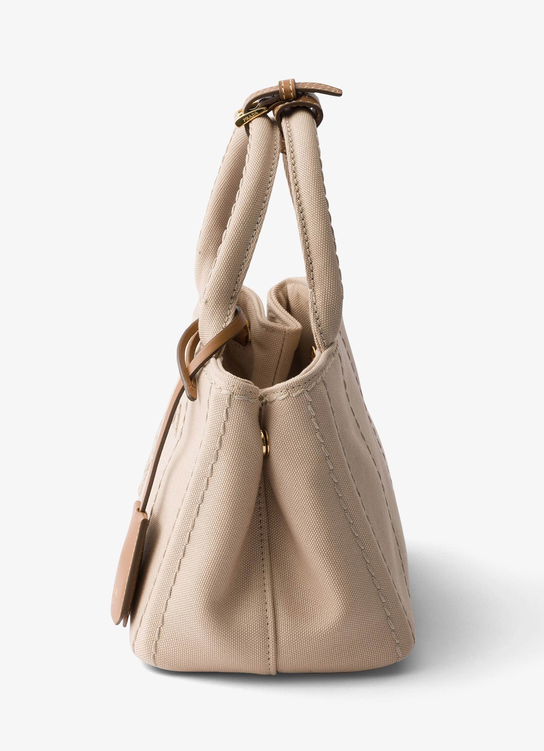 Prada Jardinière Mini handtas met leren details en logo - detail 2 zand