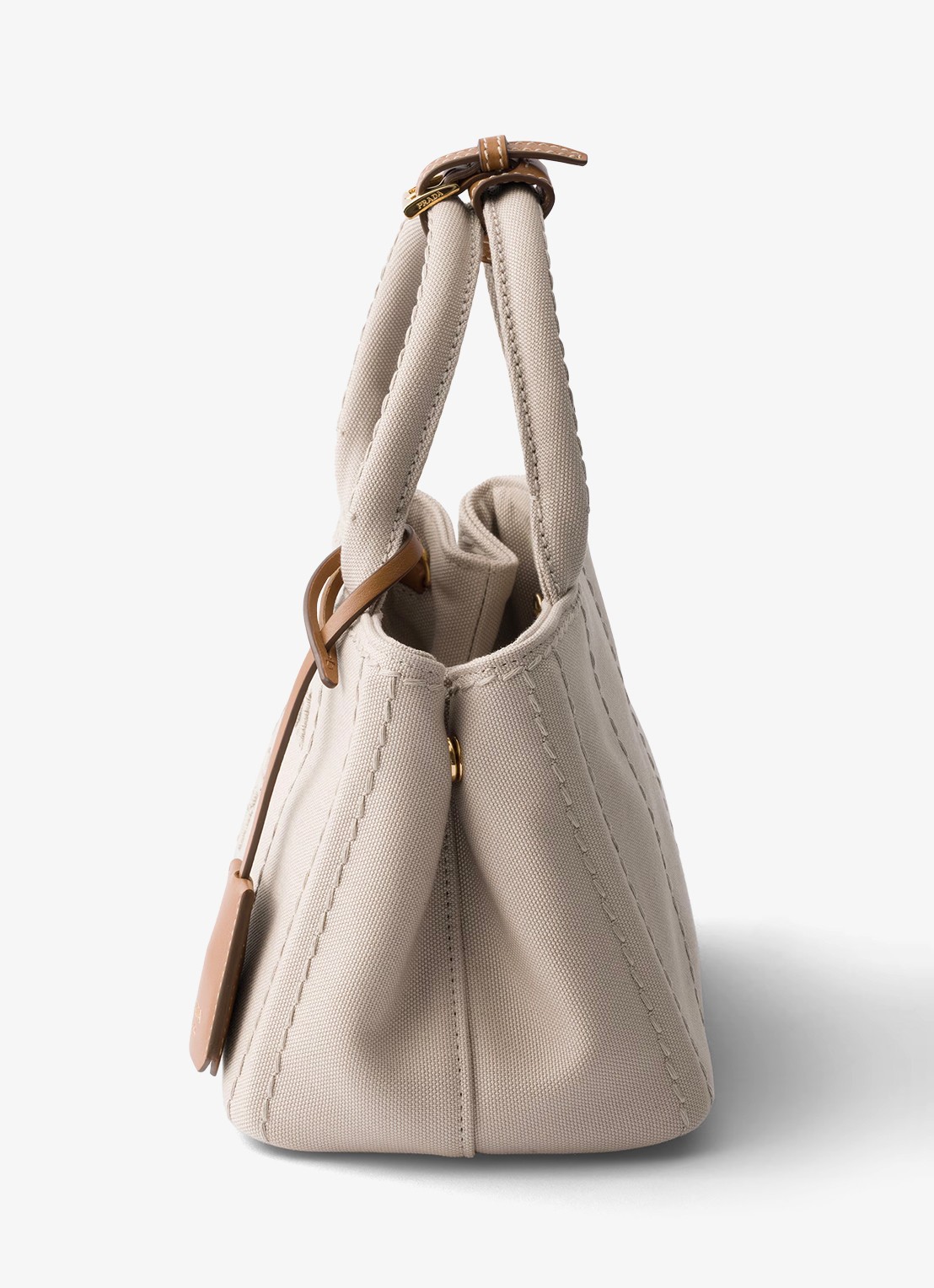 Prada Jardinière Mini handtas met leren details en logo - detail 4 beige