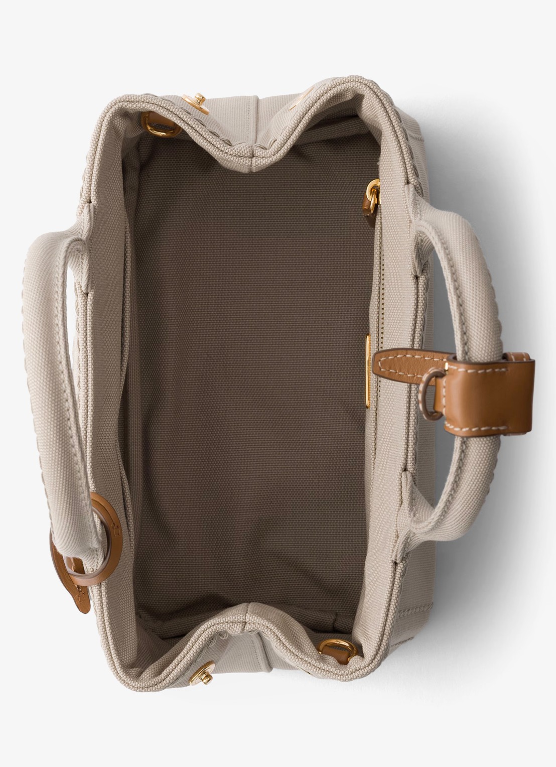 Prada Jardinière Mini handtas met leren details en logo - detail 5 beige