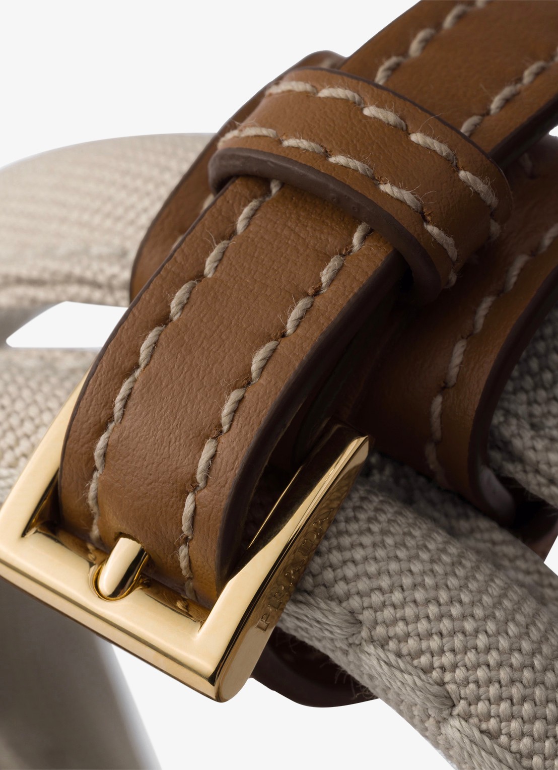 Prada Jardinière Mini handtas met leren details en logo - detail 6 beige