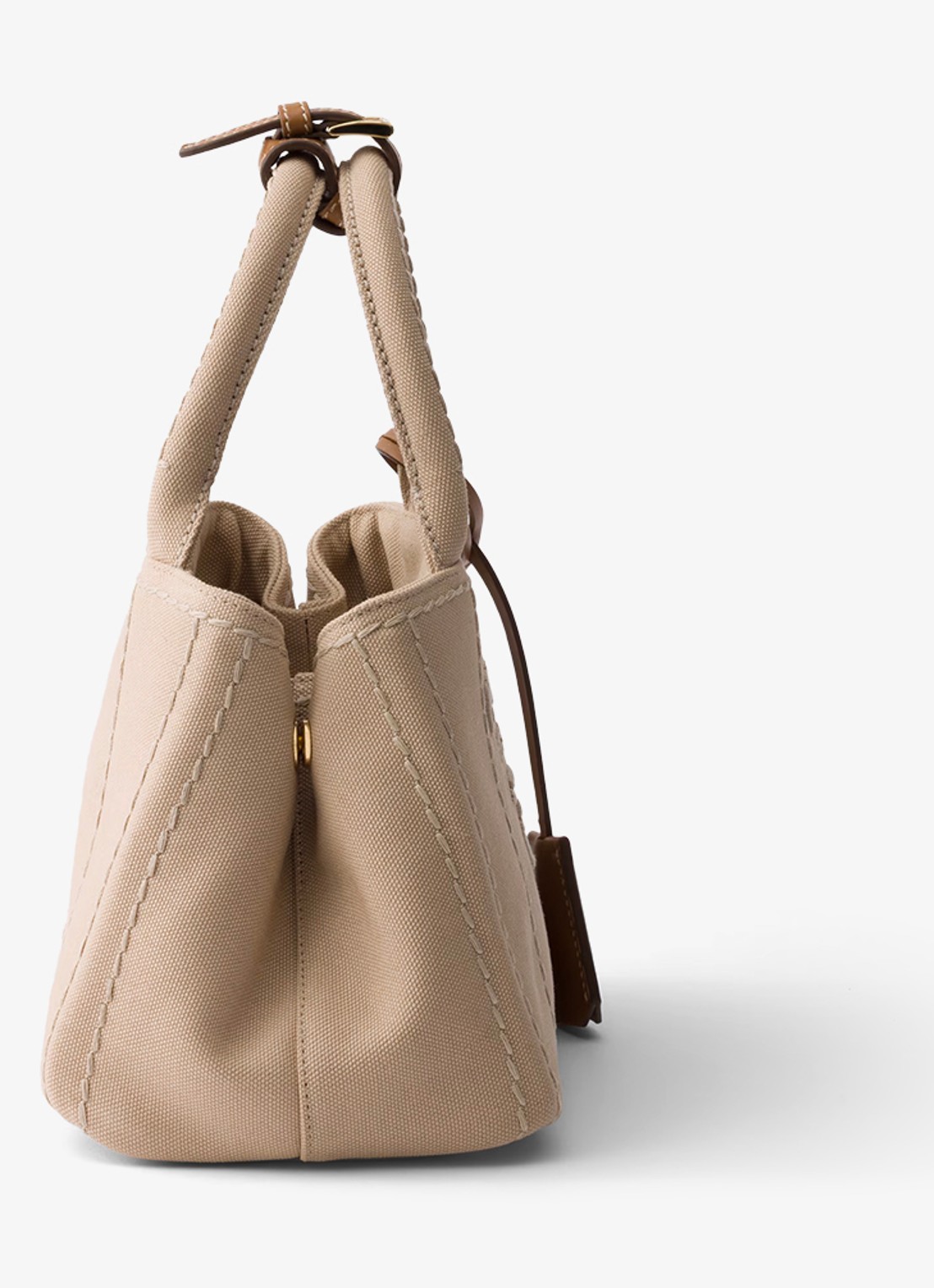Prada Jardinière Mini handtas met leren details en logo - detail gebroken wit