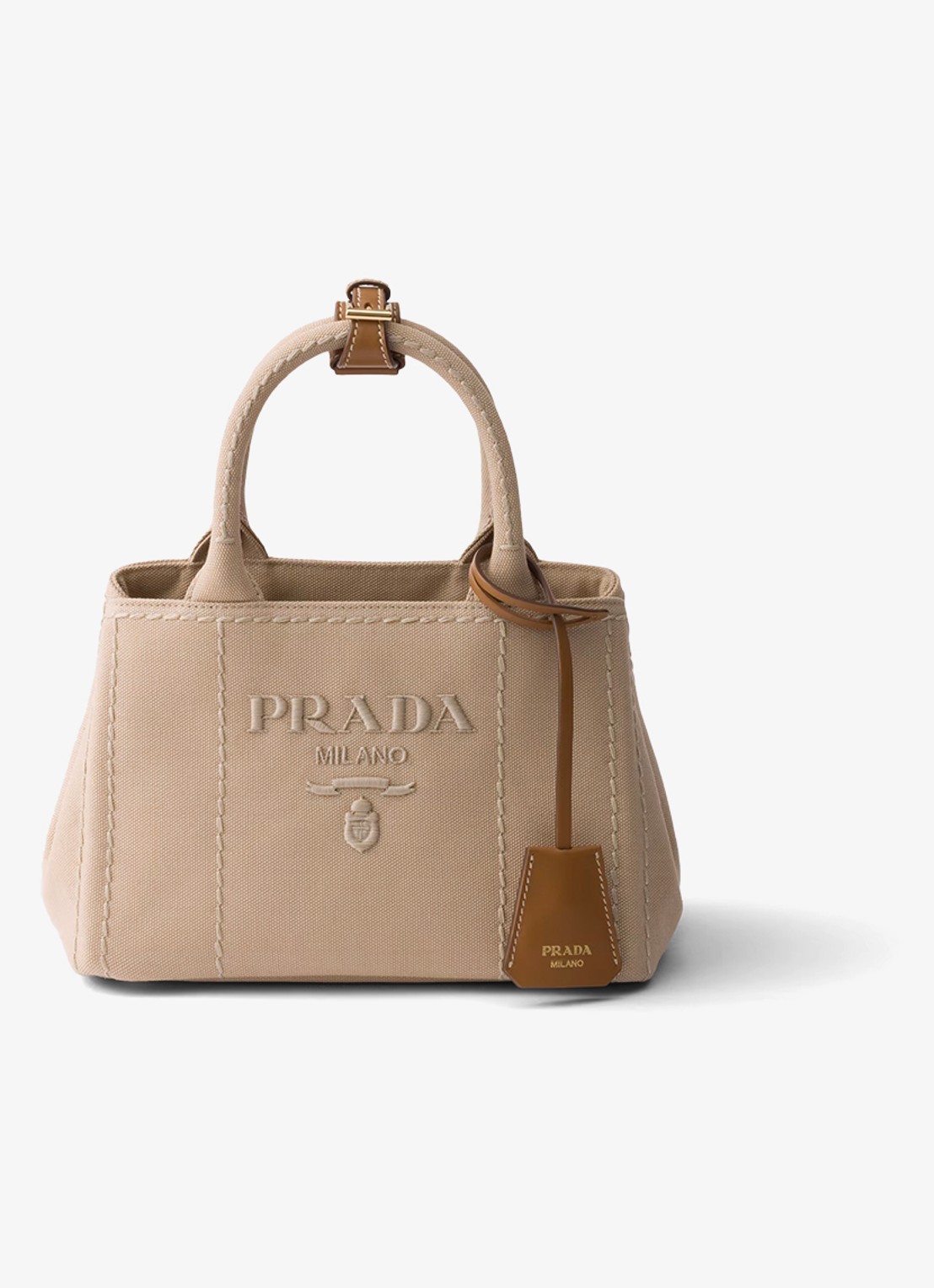 Prada Jardinière Mini handtas met leren details en logo - voorkant 6 gebroken wit