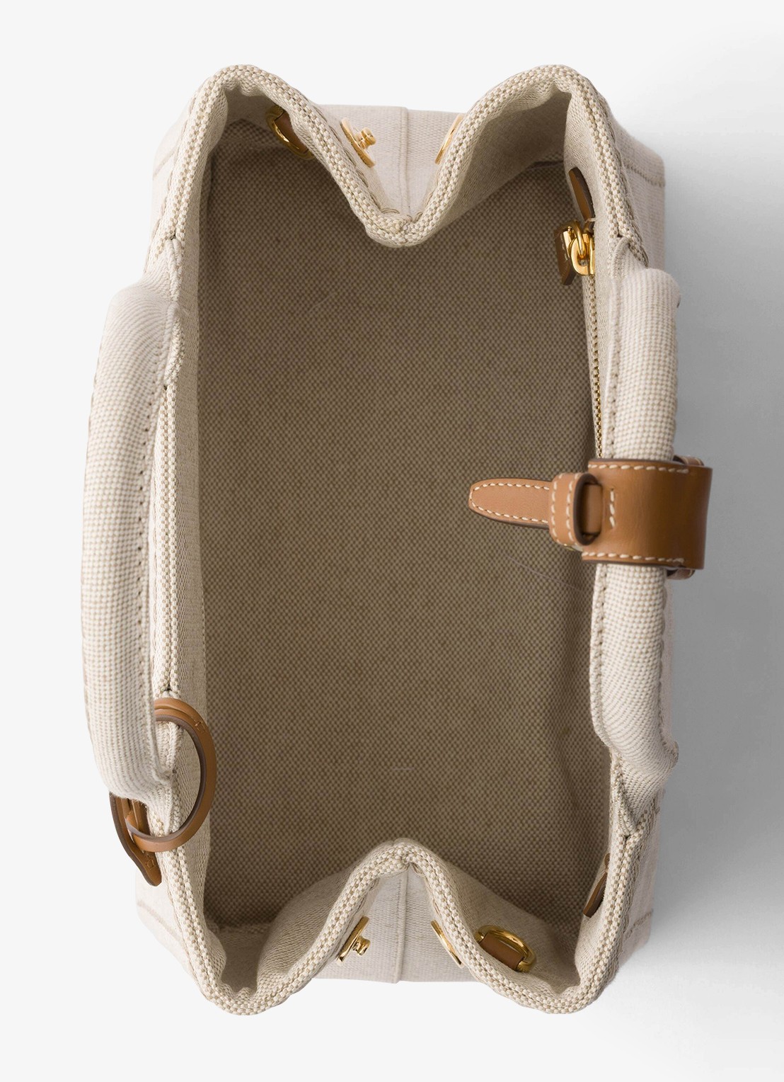 Prada Jardinière Small handtas met leren details en logo - detail 4 beige