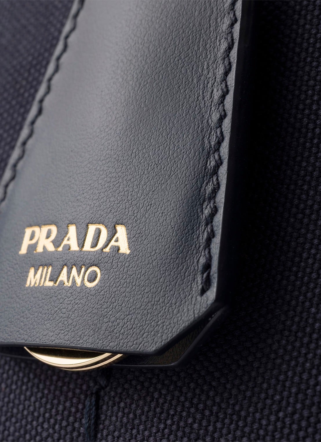 Prada Jardinière Small handtas met leren details en logo - detail 4 donkerblauw