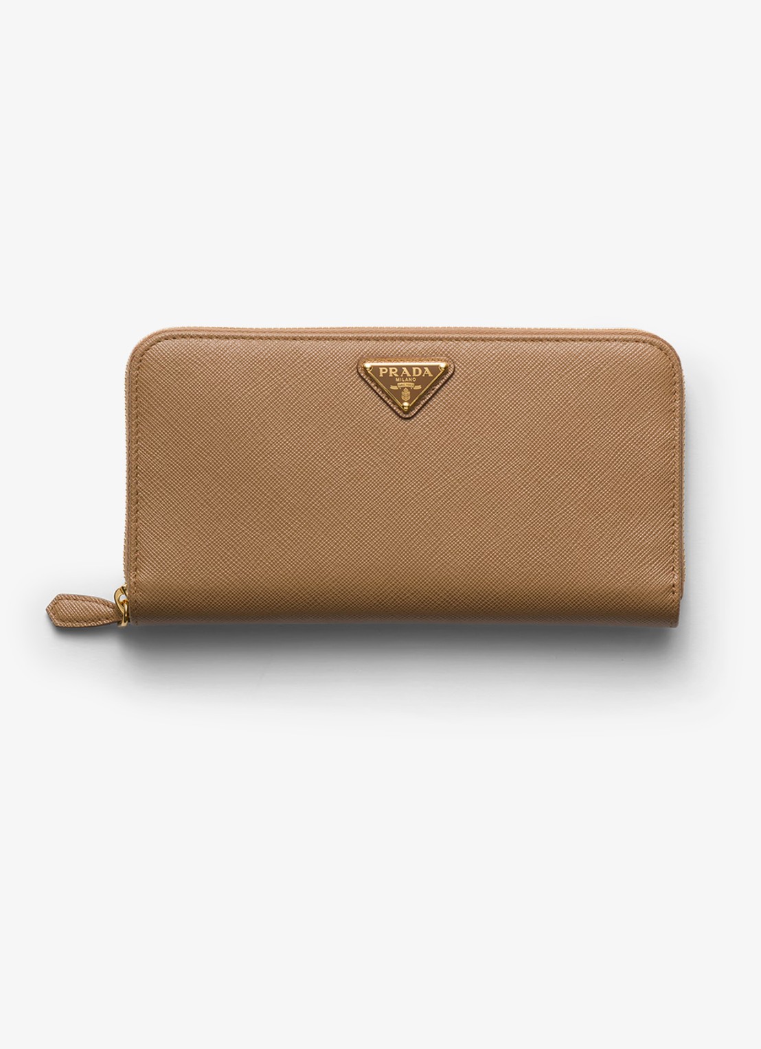 Prada Large portemonnee van kalfsleer - voorkant lichtbruin