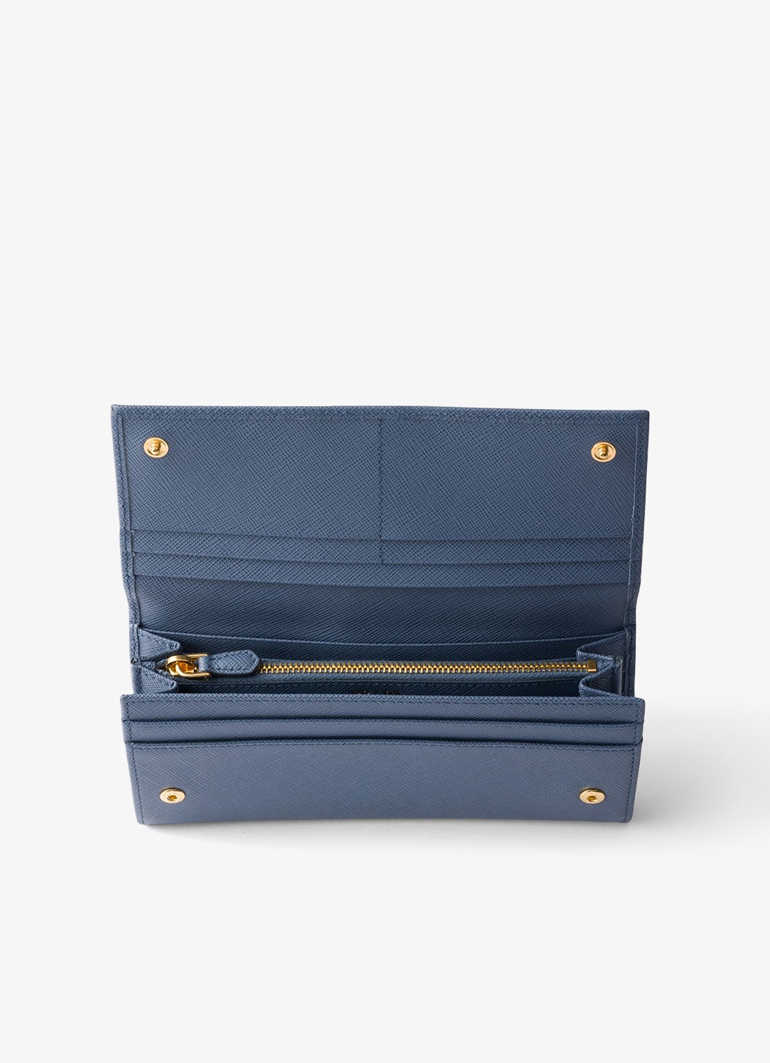 Prada Large portemonnee van kalfsleer - voorkant 4 blauw