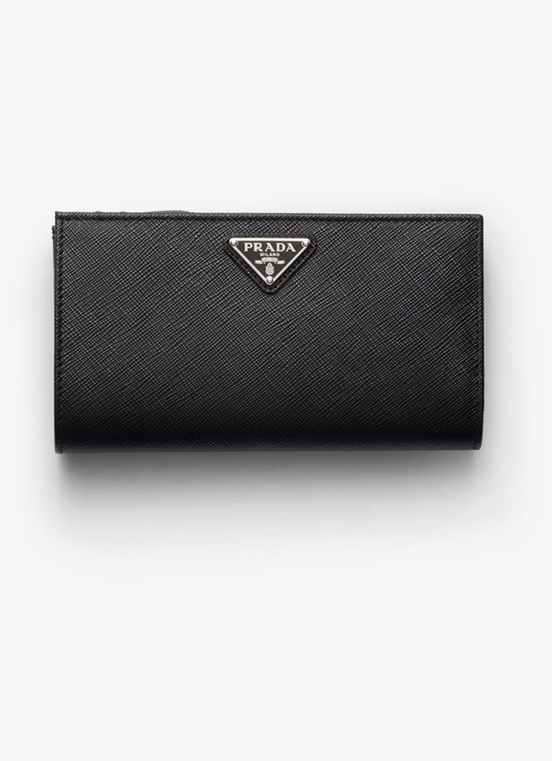 Prada Large portemonnee van leer - voorkant 2 zwart