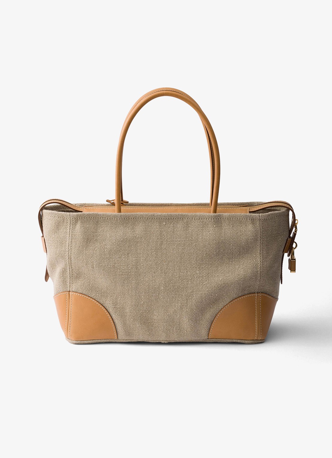 Prada Large schoudertas met leren details - achterkant zand