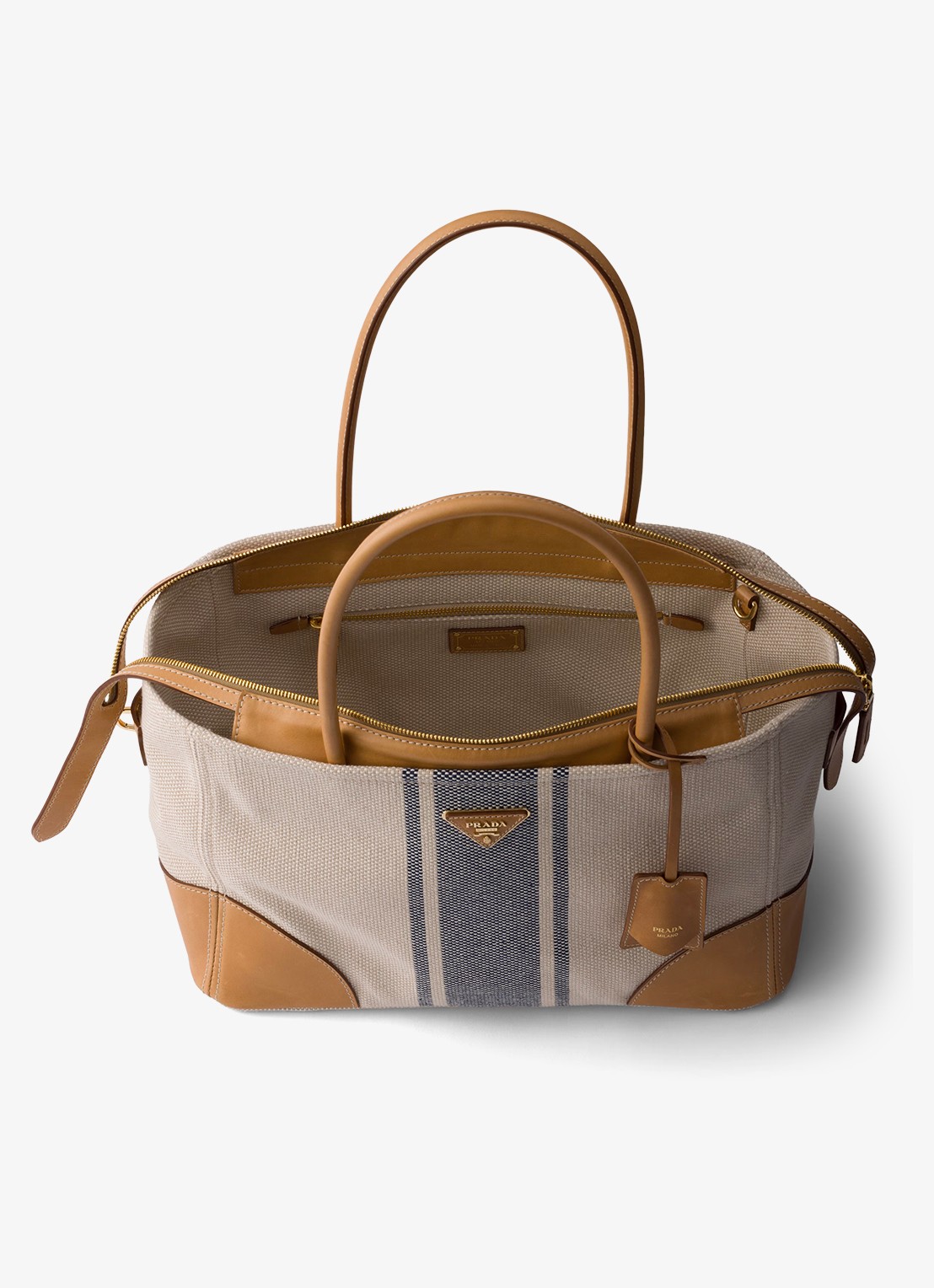 Prada Large schoudertas met leren details - detail 4 beige