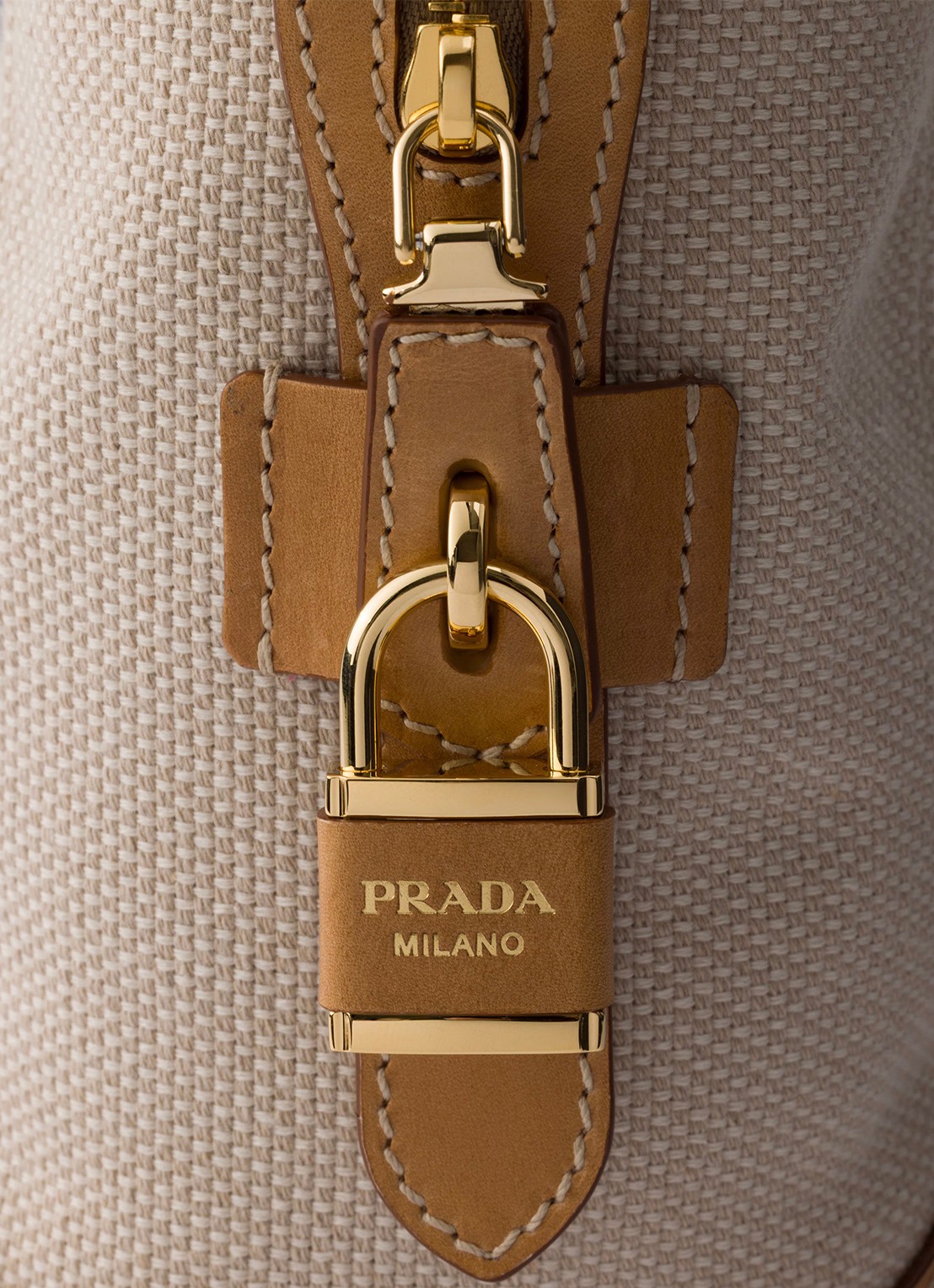 Prada Large schoudertas met leren details - detail 6 beige