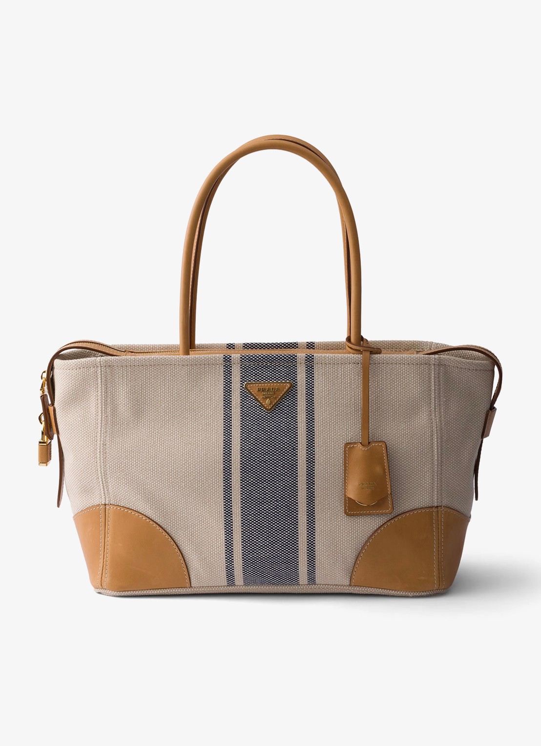 Prada Large schoudertas met leren details - voorkant beige
