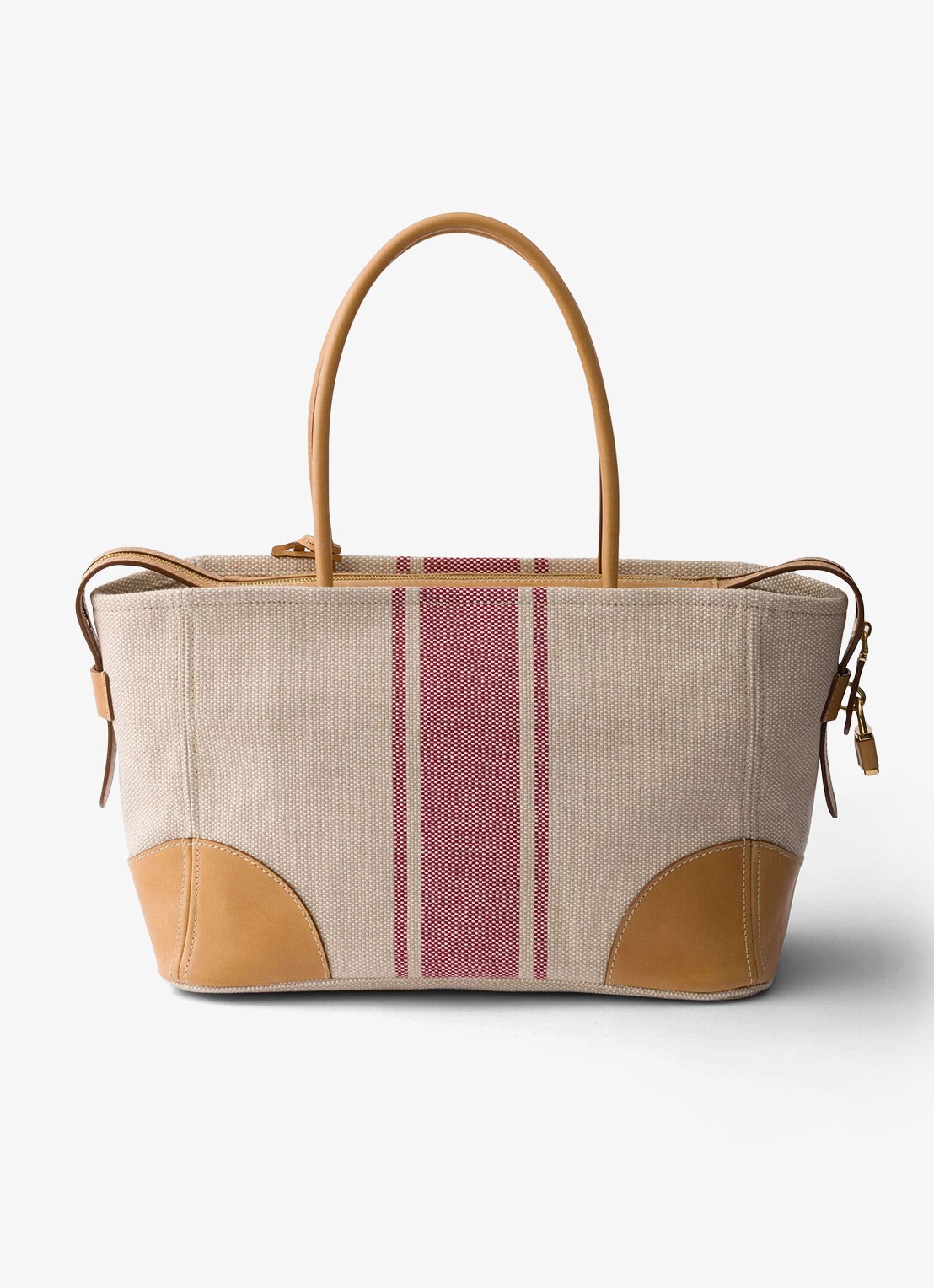 Prada Large schoudertas met leren details - achterkant 4 donkerbeige