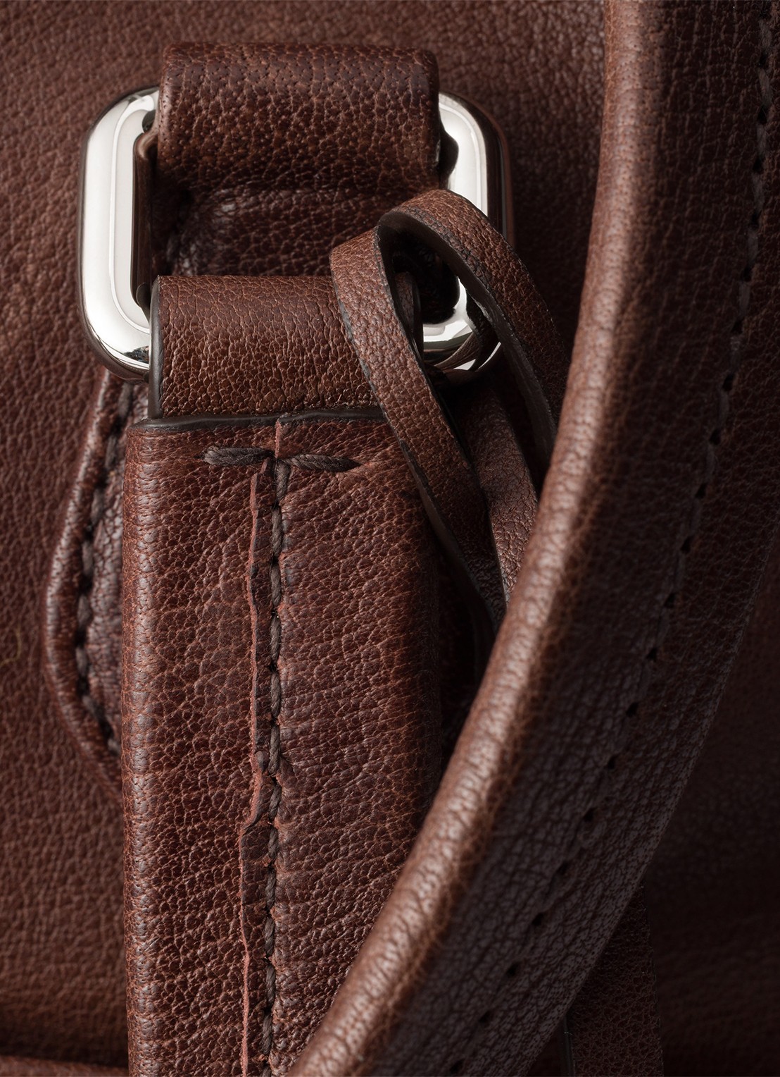 Prada Large schoudertas van leer - detail 6 donkerbruin