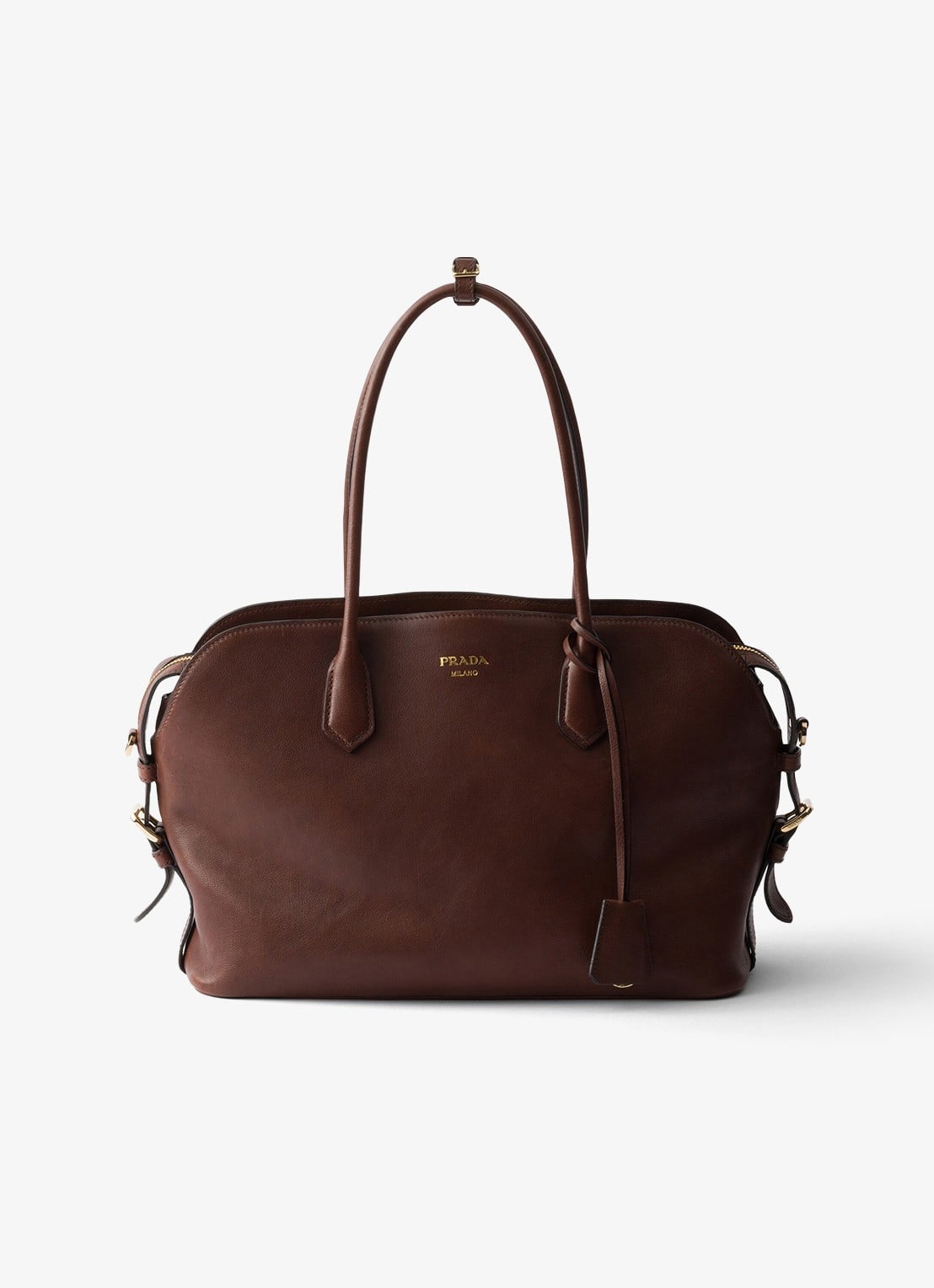 Prada Large schoudertas van leer - voorkant 5 donkerbruin