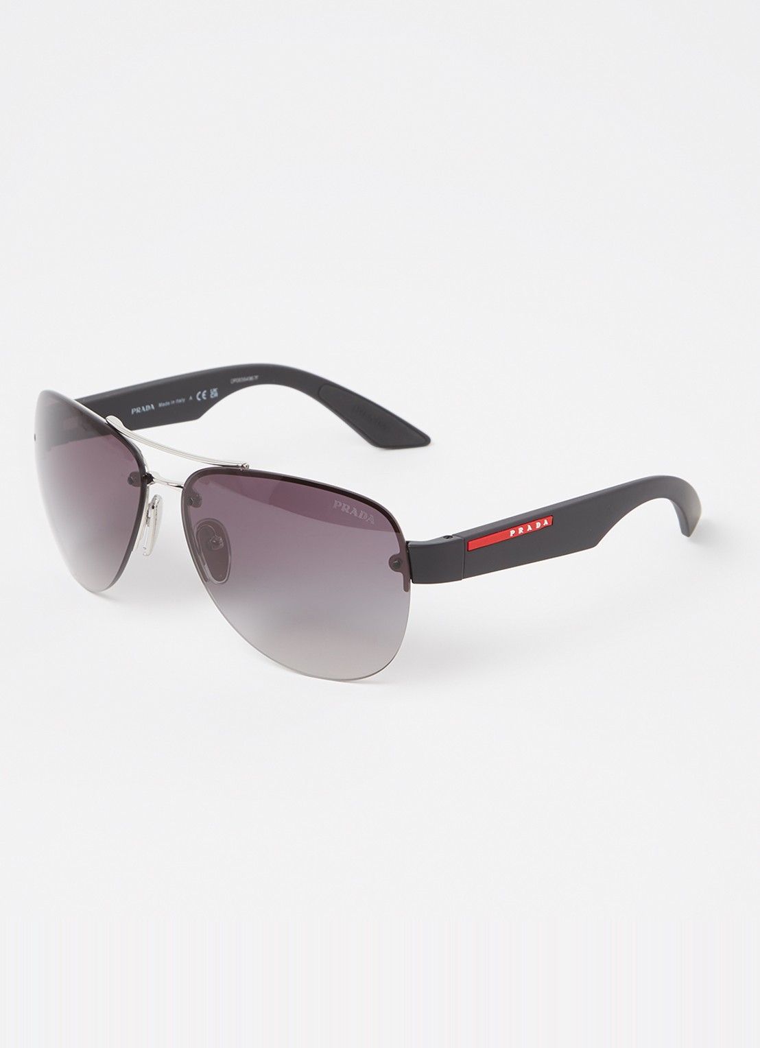 Prada Linea Rossa Zonnebril PS55YS - voorkant zilver