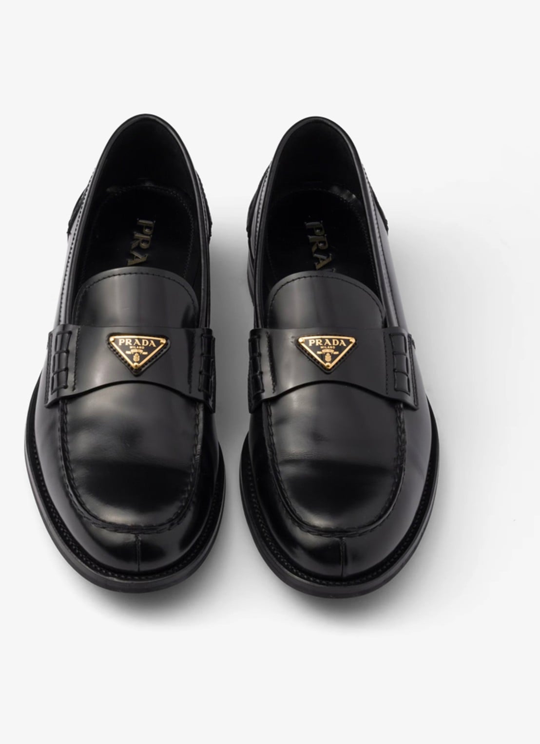 Prada Loafer van kalfsleer met logo - detail 4 zwart
