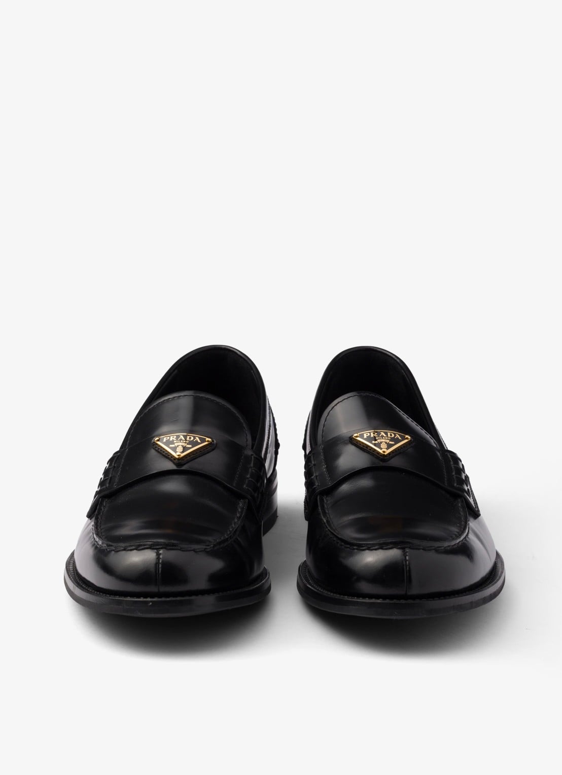 Prada Loafer van kalfsleer met logo - detail 5 zwart