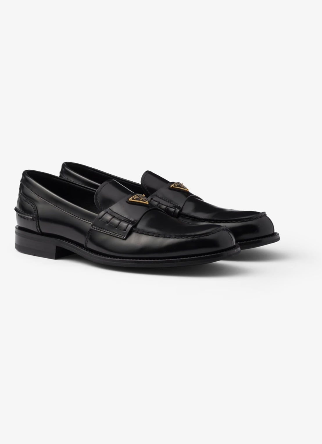 Prada Loafer van kalfsleer met logo - voorkant 2 zwart