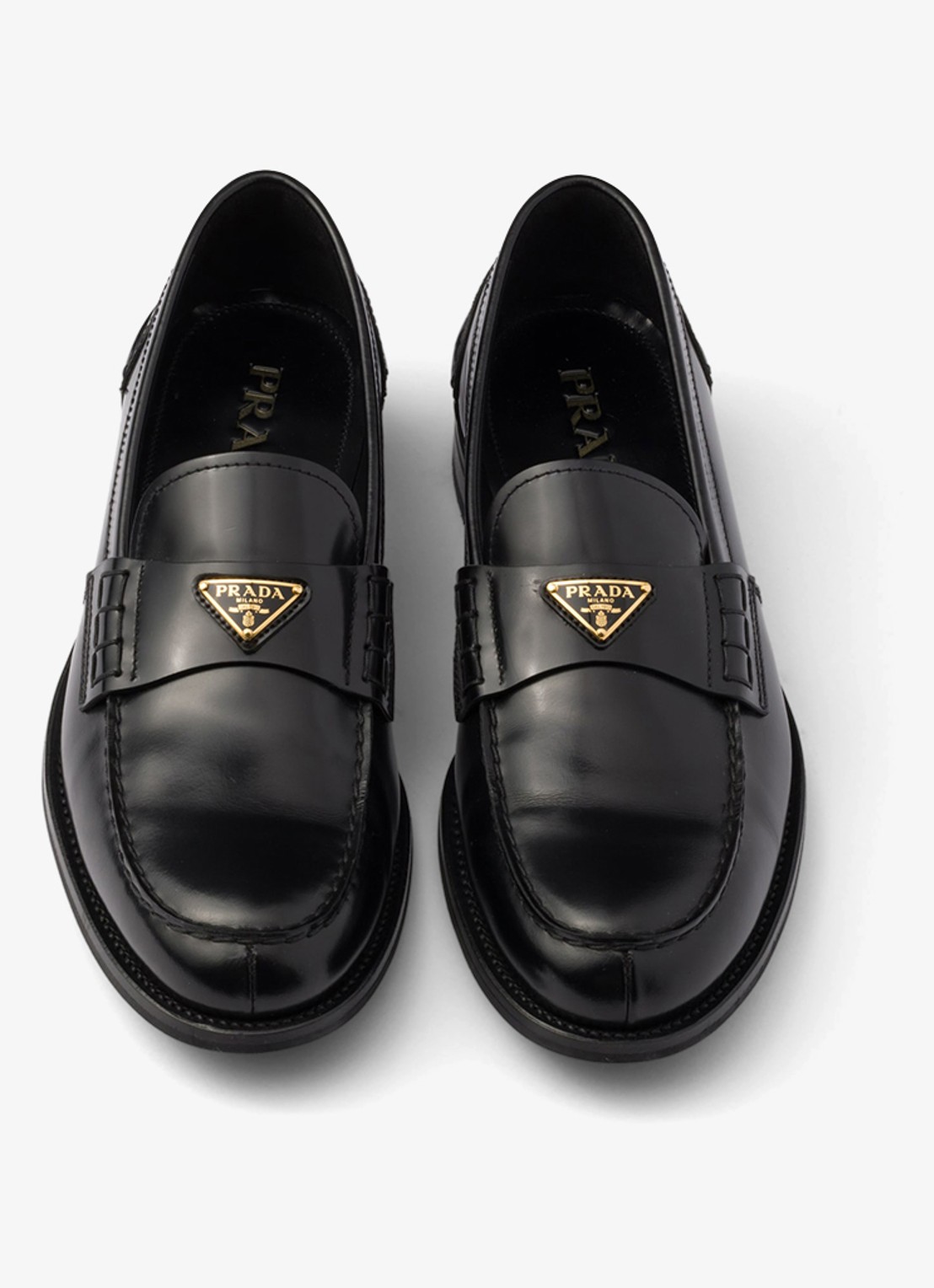 Prada Loafer van kalfsleer met logo - detail 5 zwart