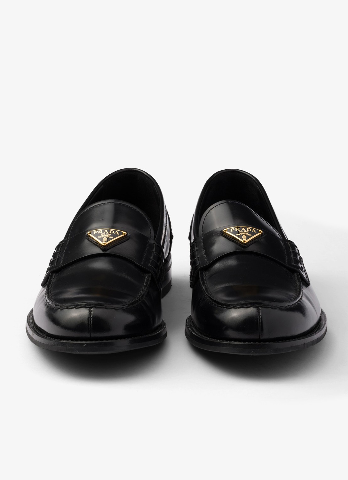 Prada Loafer van kalfsleer met logo - detail 6 zwart