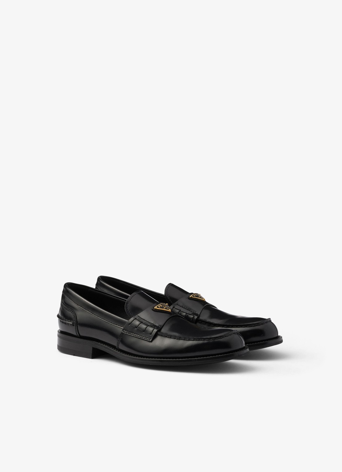Prada Loafer van kalfsleer met logo - voorkant zwart
