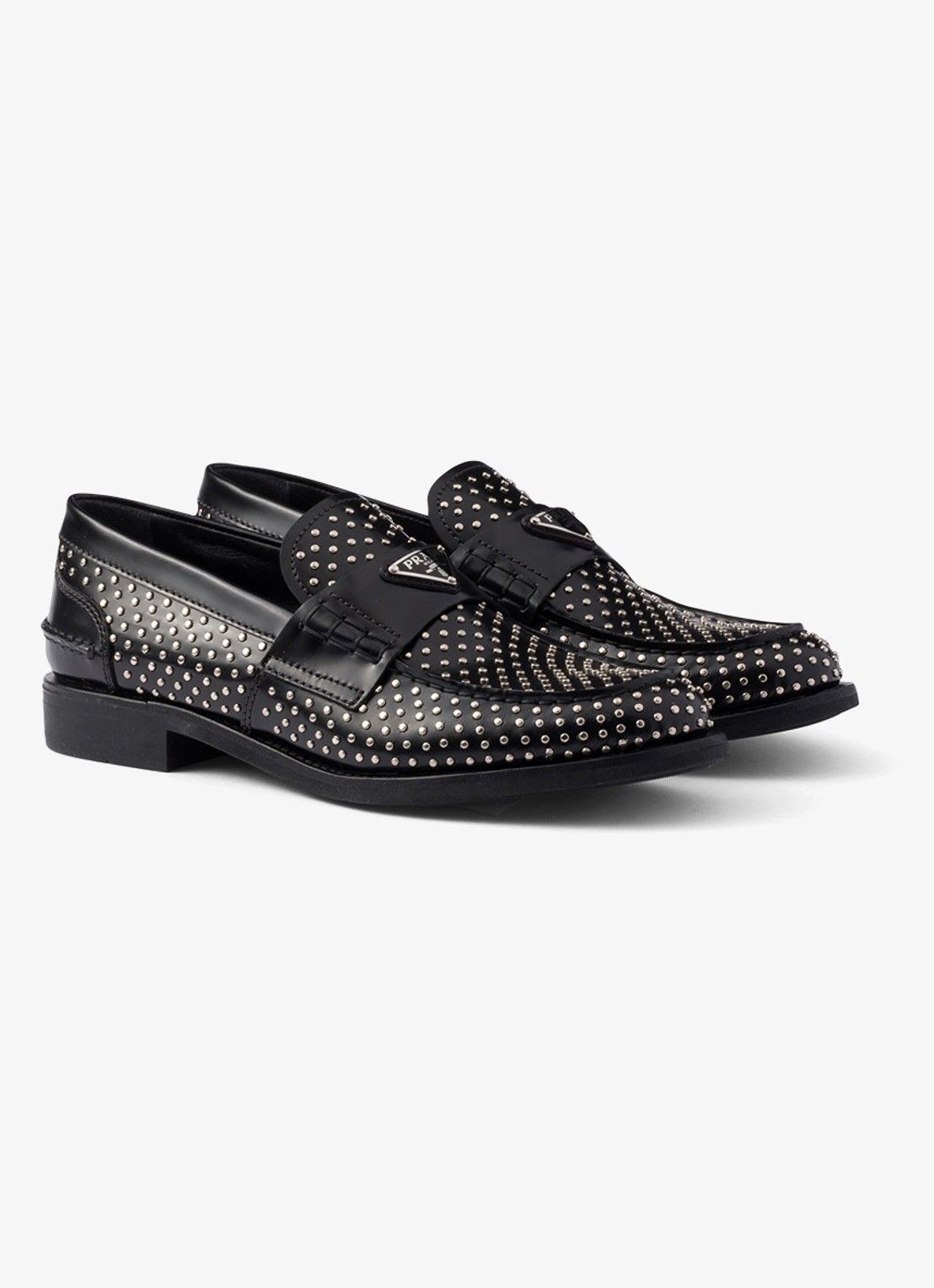 Prada Loafer van kalfsleer met studs - voorkant 4 zwart