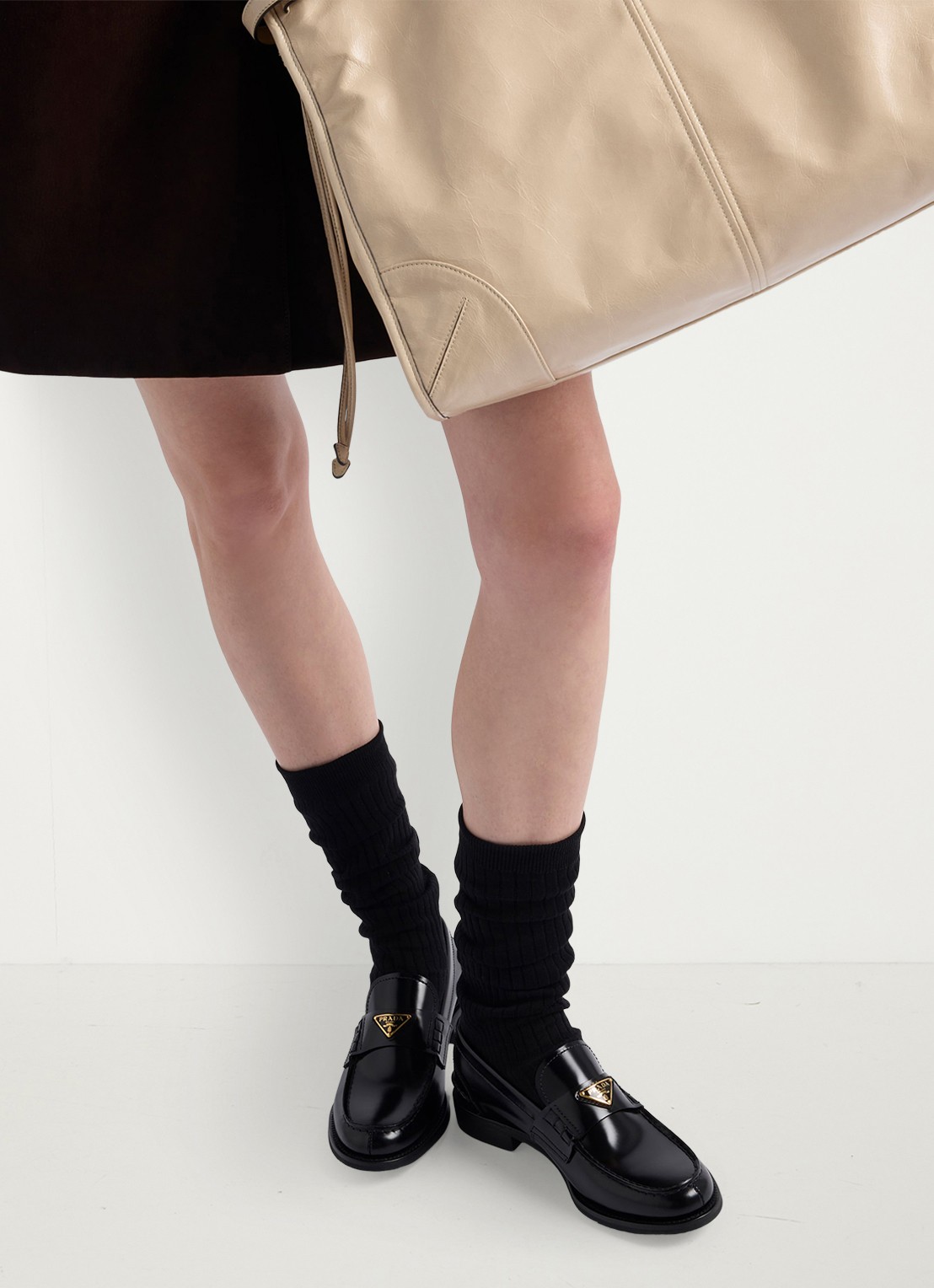 Prada Loafer van kalfsleer - voorkant 6 zwart