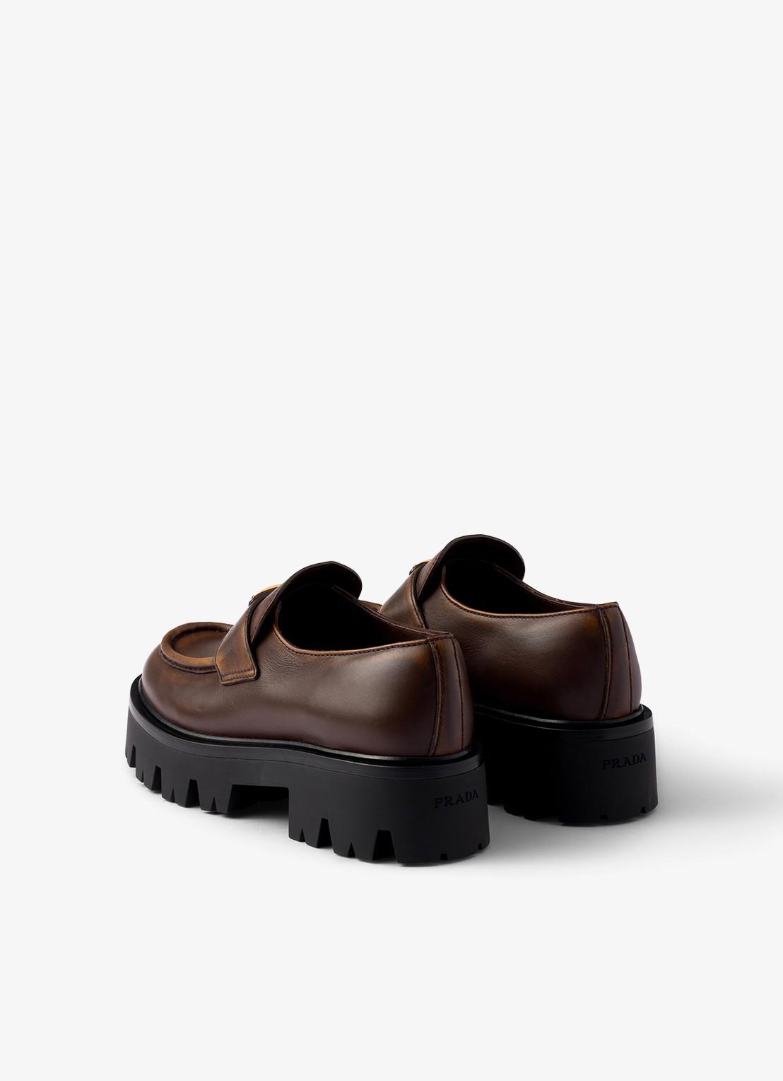 Prada Loafer van kalfsleer - achterkant 3 bruin