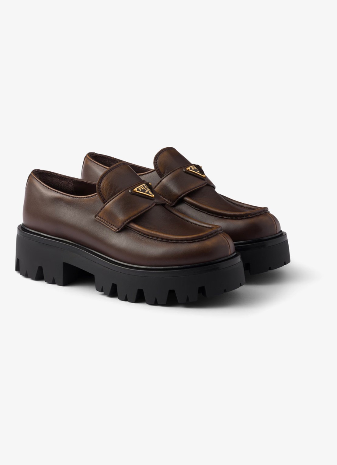 Prada Loafer van kalfsleer - detail 4 bruin