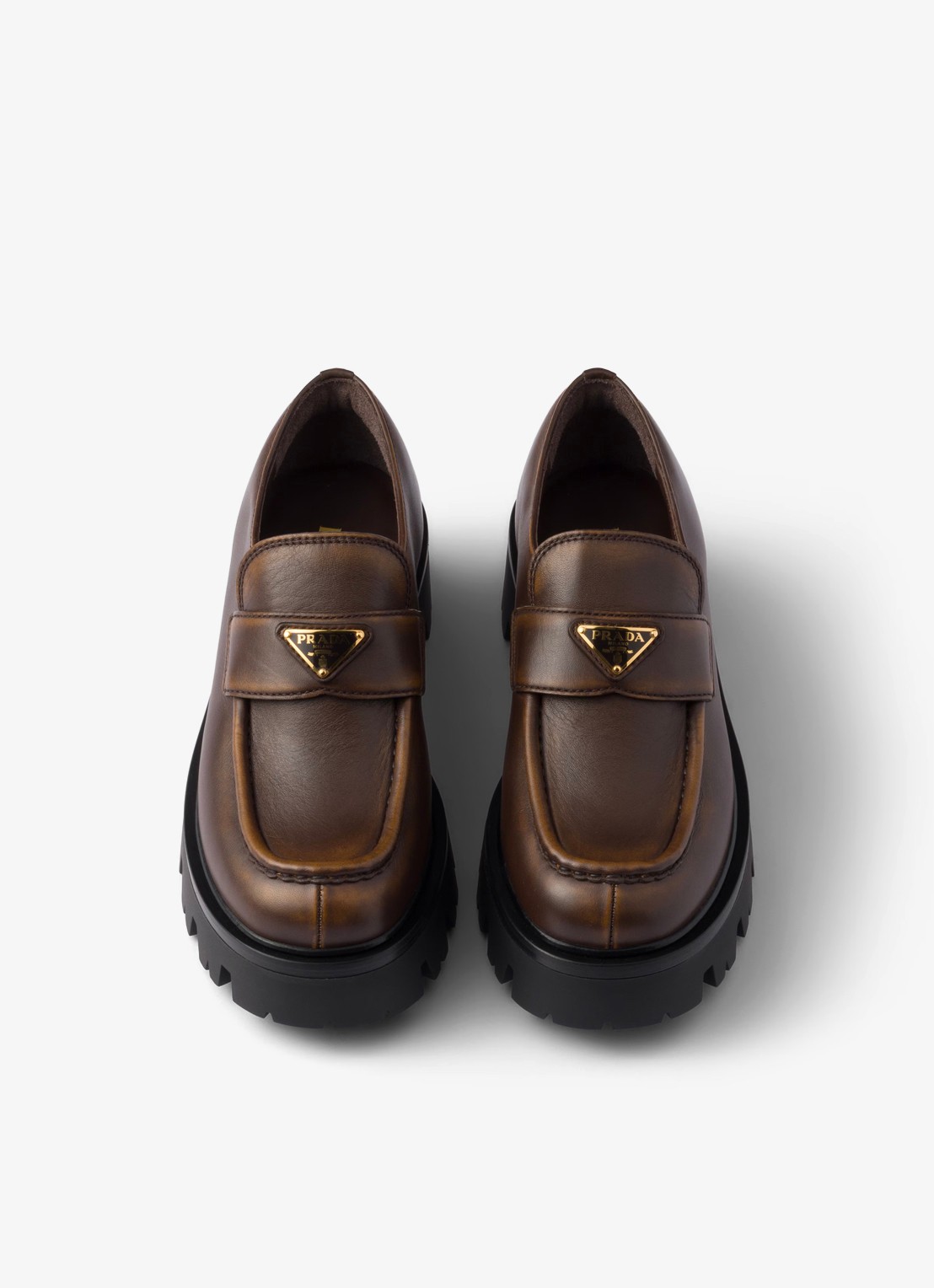 Prada Loafer van kalfsleer - detail 5 bruin