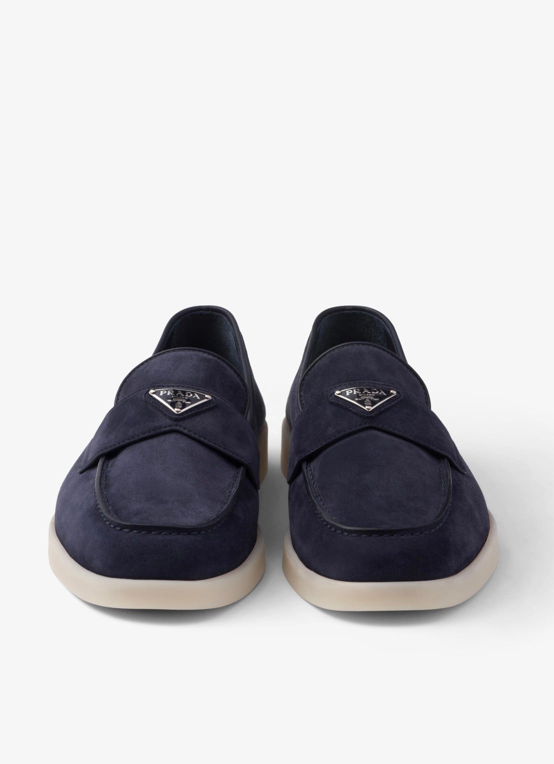 Prada Loafer van kalfssuède - detail 6 donkerblauw