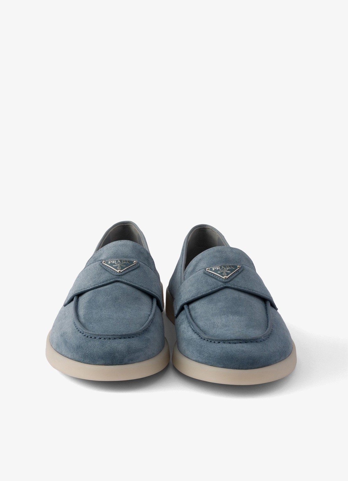 Prada Loafer van kalfssuède - detail 5 blauw