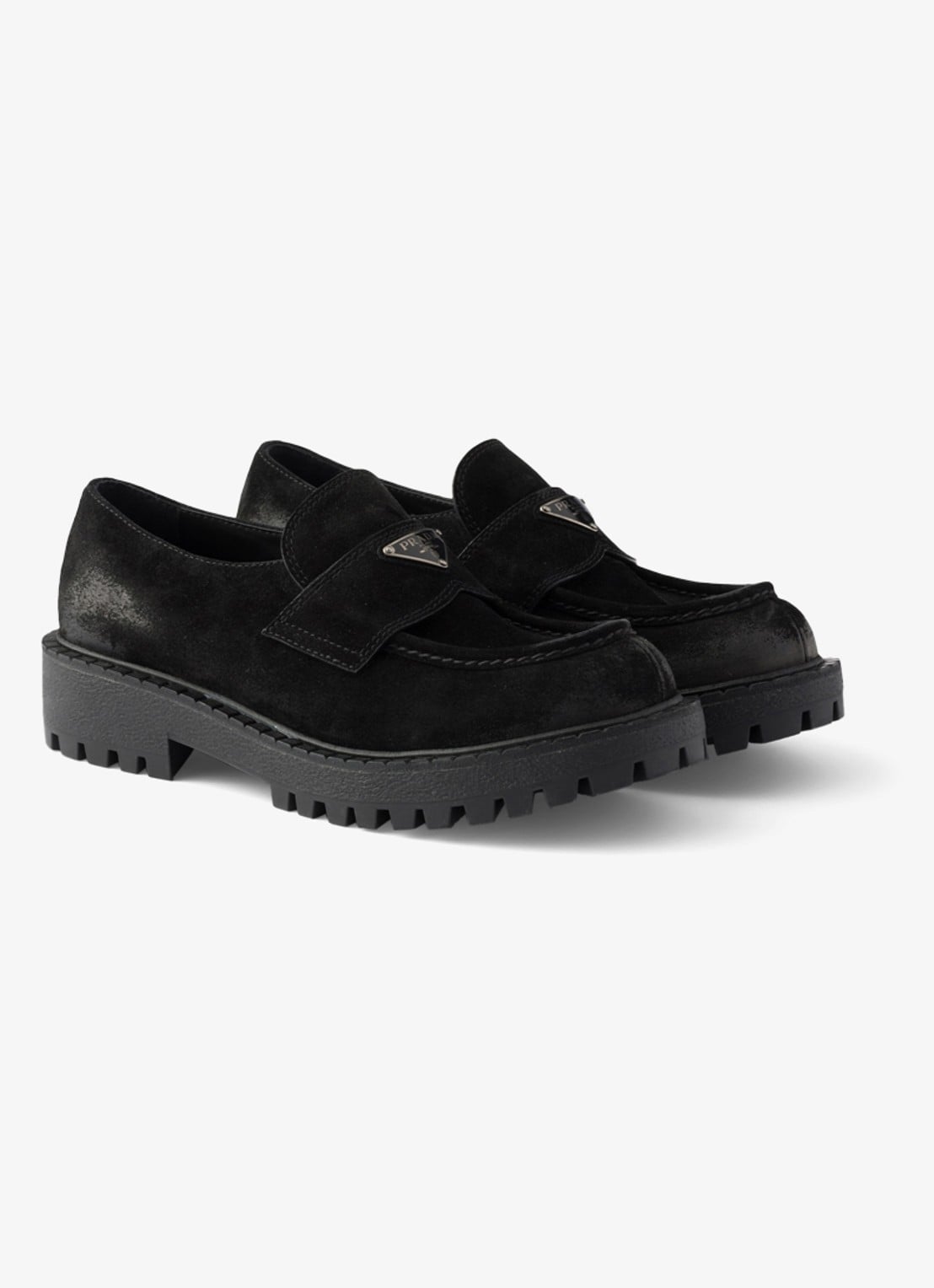 Prada Loafer van kalfssuède - detail zwart