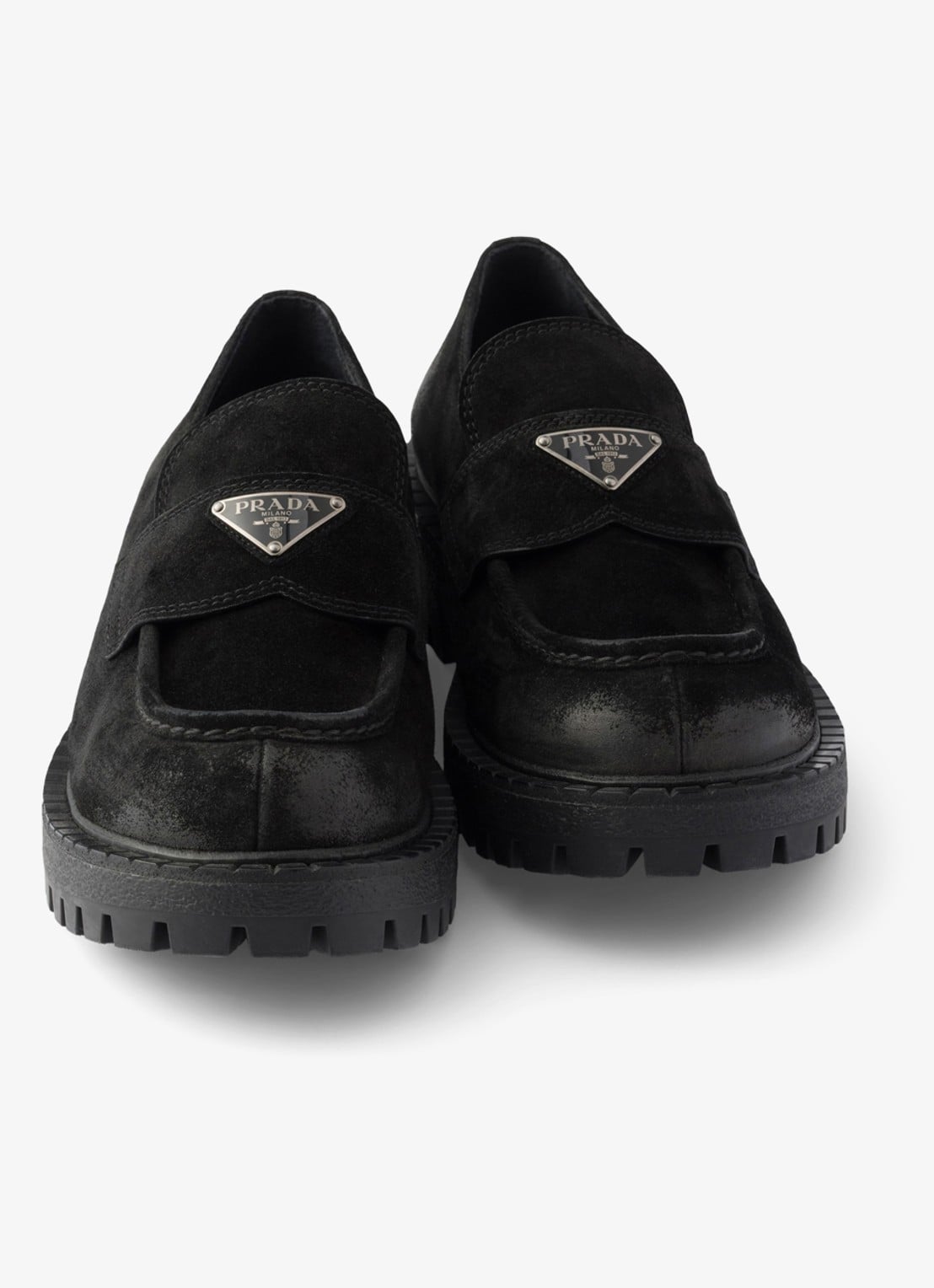 Prada Loafer van kalfssuède - detail 2 zwart