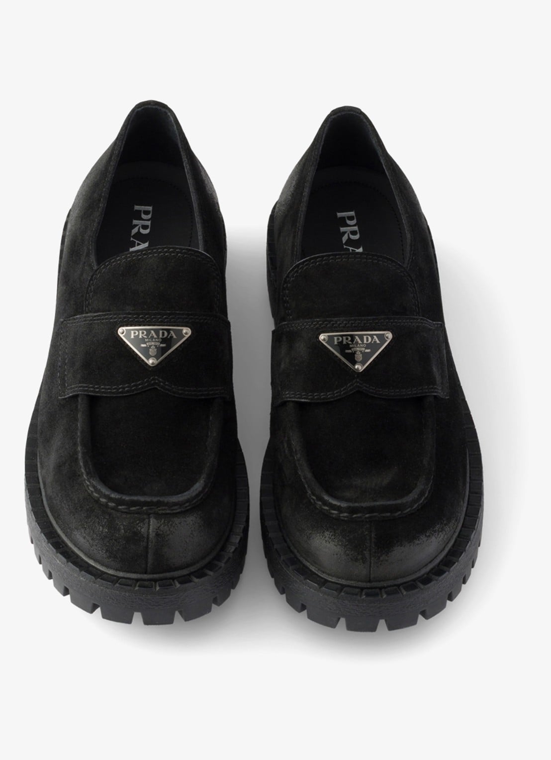 Prada Loafer van kalfssuède - detail 3 zwart