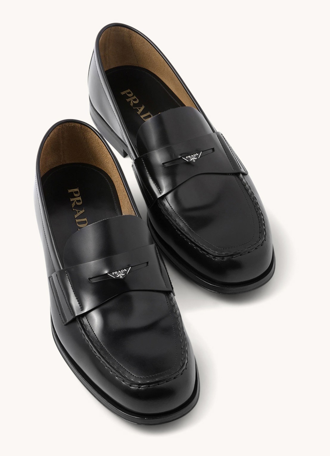 Prada Loafer van leer met logo  - detail 3 zwart