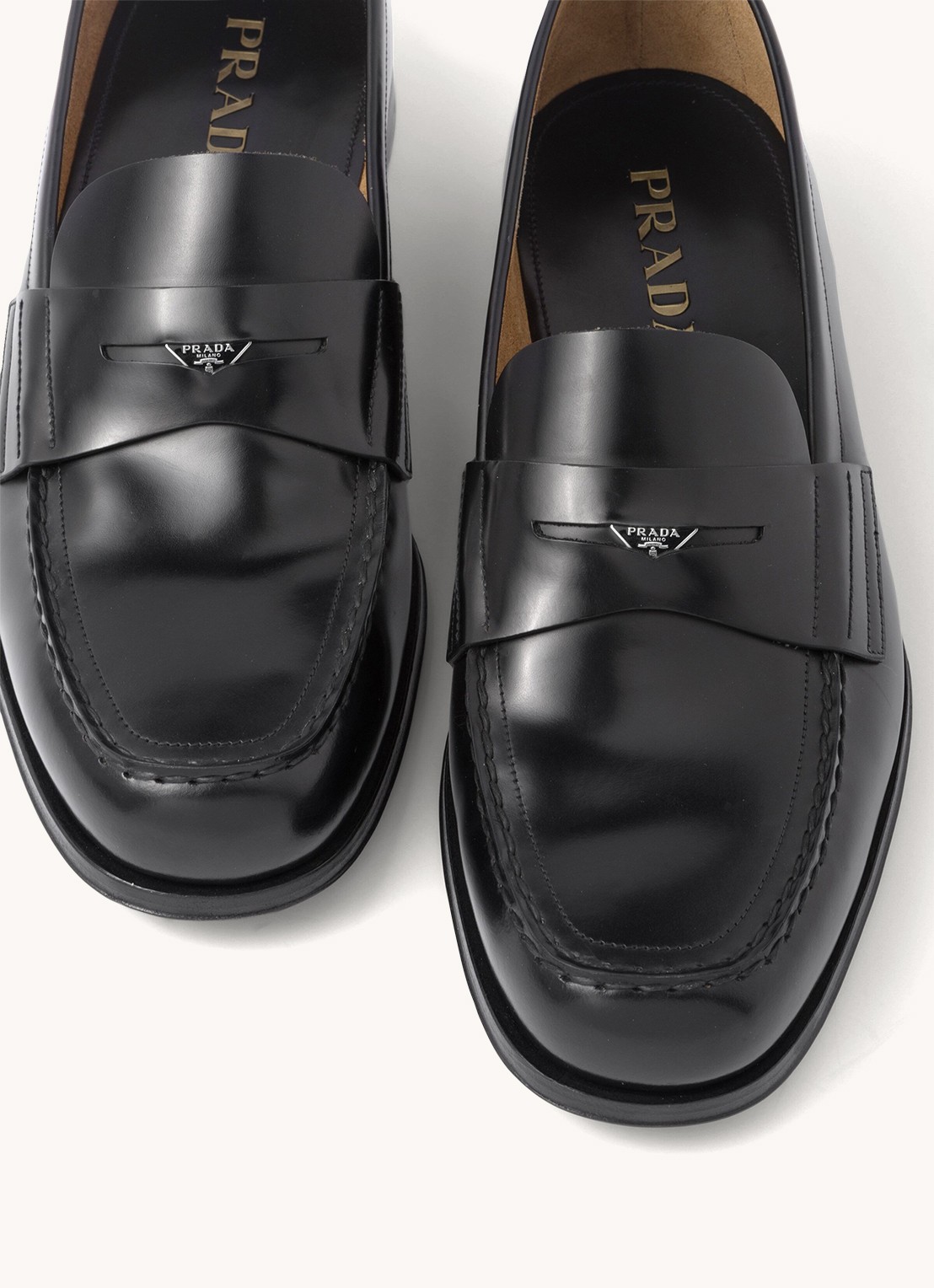 Prada Loafer van leer met logo  - detail 5 zwart