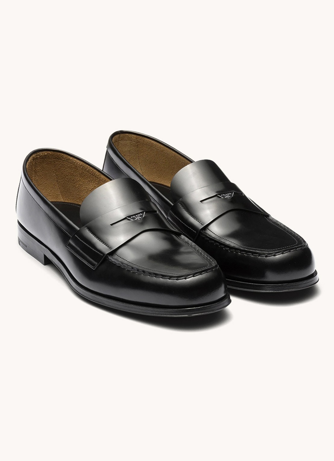 Prada Loafer van leer met logo  - voorkant zwart