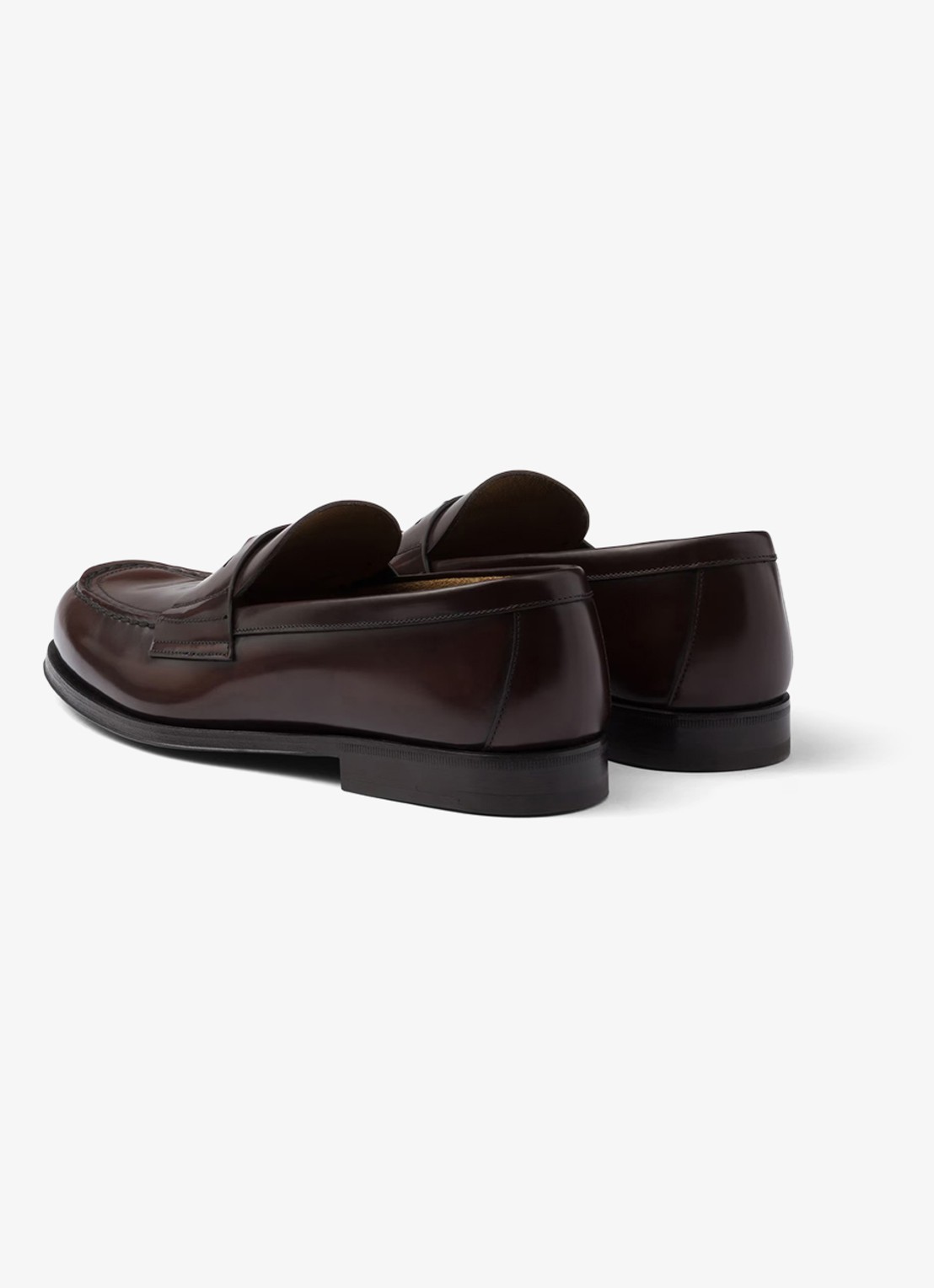 Prada Loafer van leer met logo  - achterkant donkerbruin