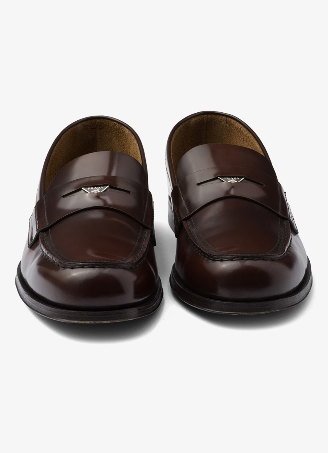 Prada Loafer van leer met logo  - detail 4 donkerbruin