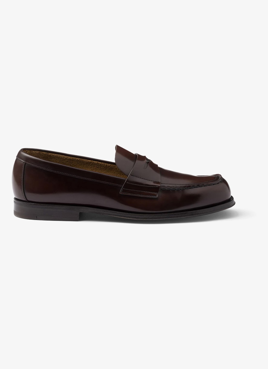 Prada Loafer van leer met logo  - voorkant 6 donkerbruin