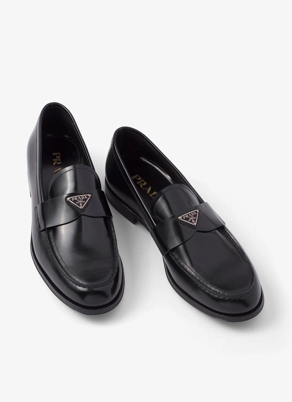 Prada Loafer van leer met logo  - detail zwart