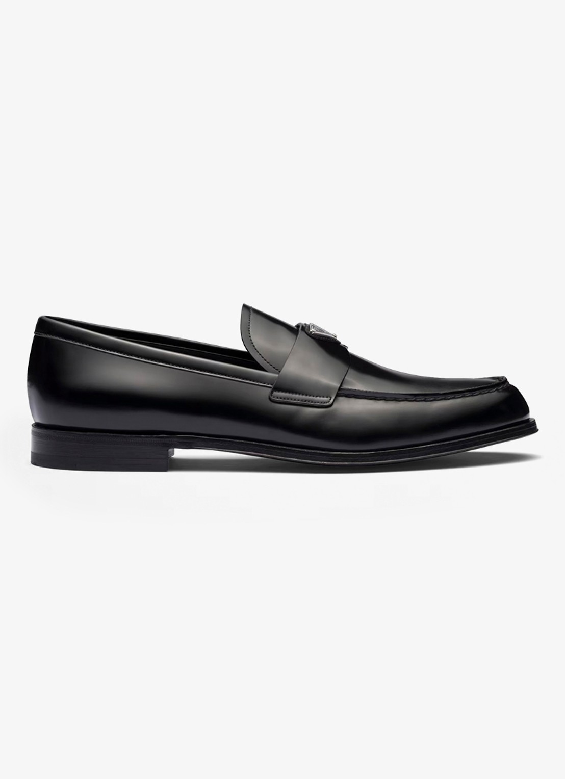 Prada Loafer van leer met logo  - voorkant 4 zwart