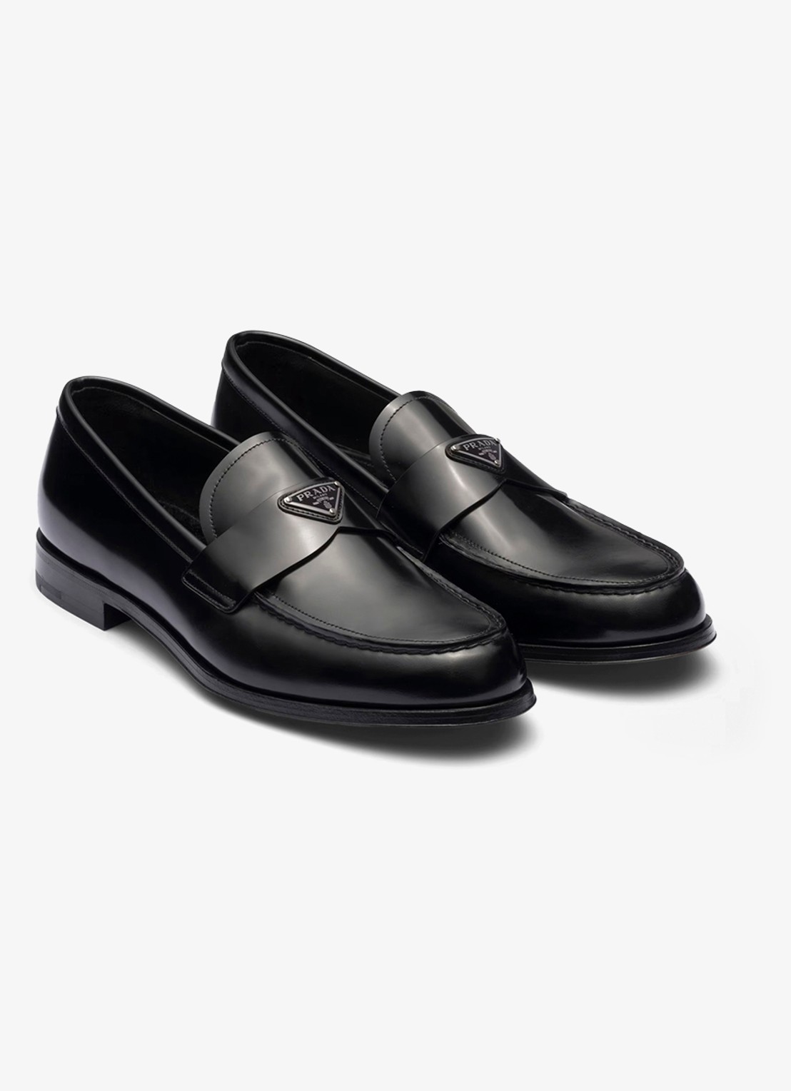 Prada Loafer van leer met logo  - voorkant 5 zwart