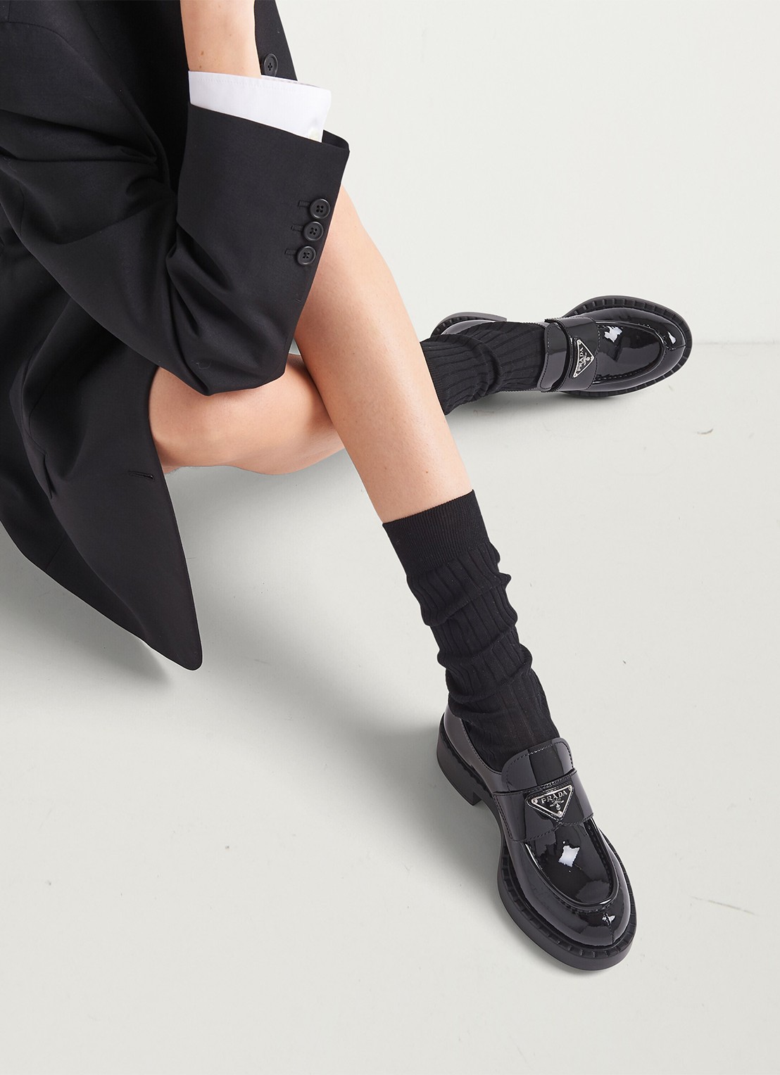 Prada Loafer van leer - achterkant 7 zwart