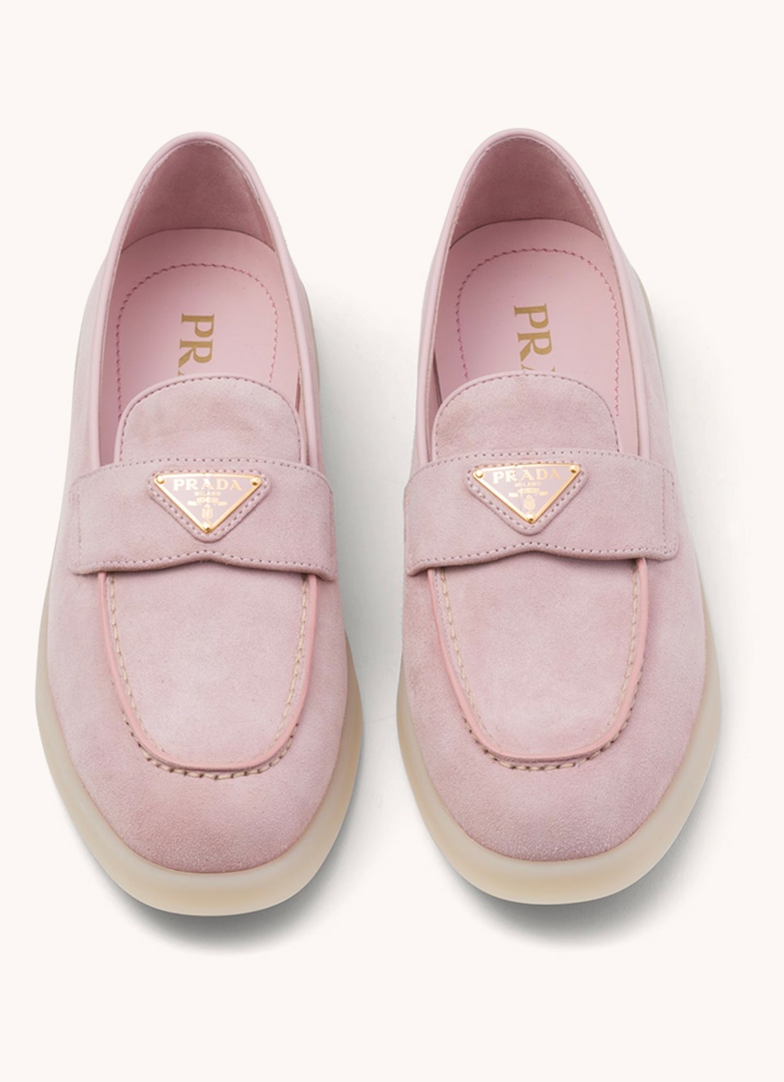 Prada Loafer van suède met logo - detail 3 roze