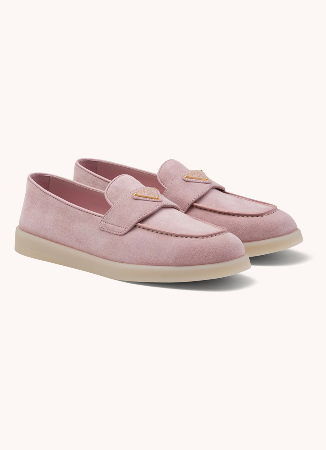 Prada Loafer van suède met logo - voorkant roze
