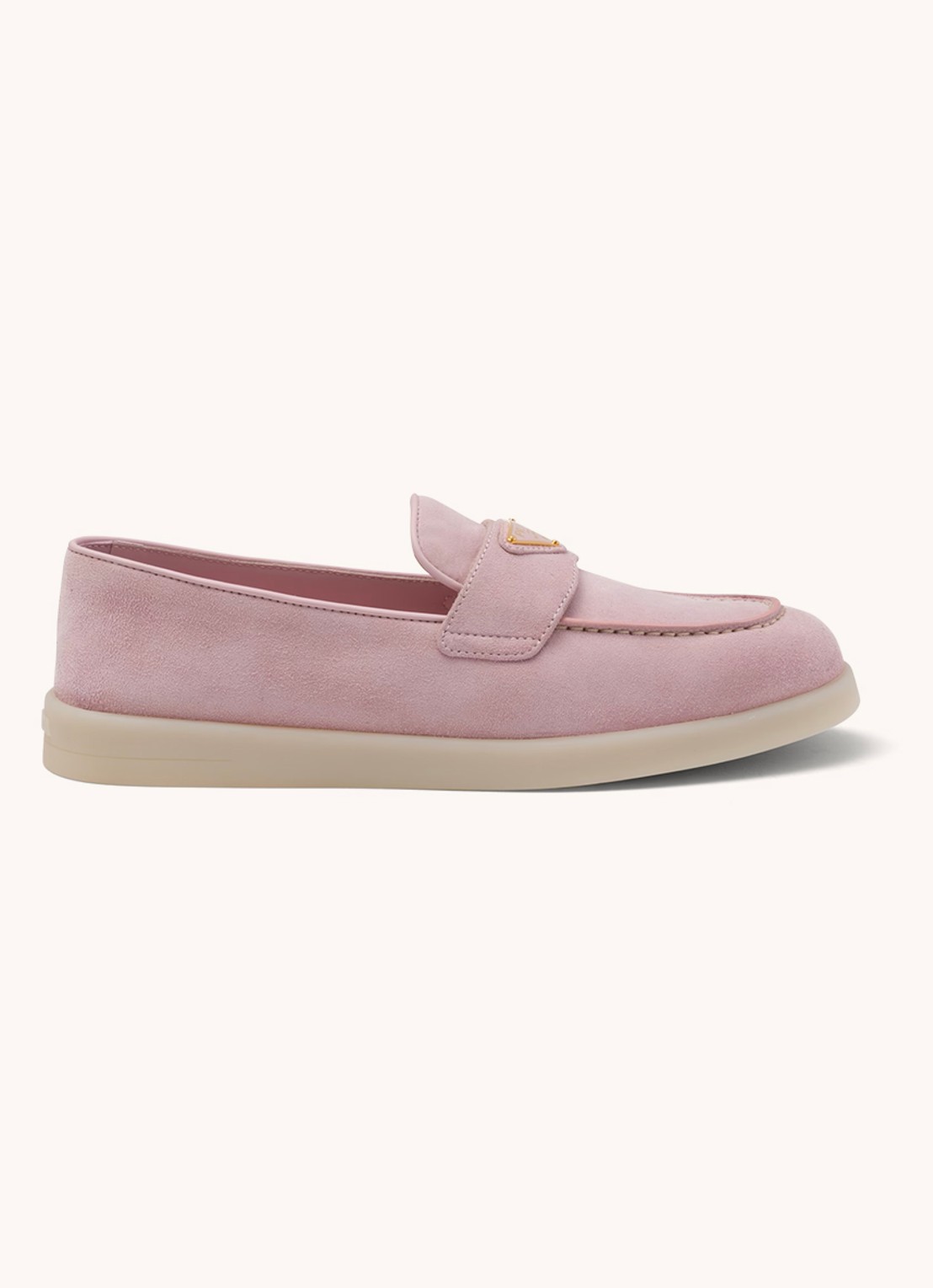 Prada Loafer van suède met logo - voorkant 2 roze